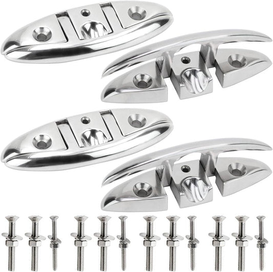 Marine Grade Boat Cleat - 6-Inch 316 Stainless Steel Folding Cleat | Ideal for Kayaks & Docks