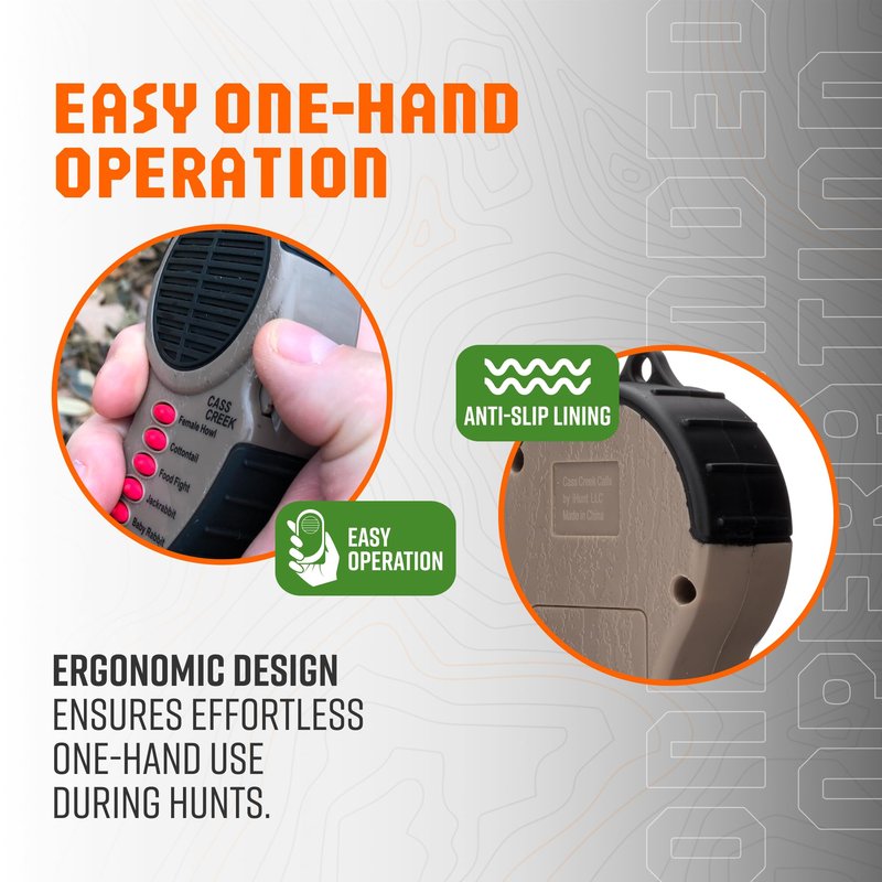 Cass Creek Ergo Electronic Predator Call, Coyote Call Device, Handheld Game Call with Authentic Animal Sounds, Compact Hunting Sound Caller