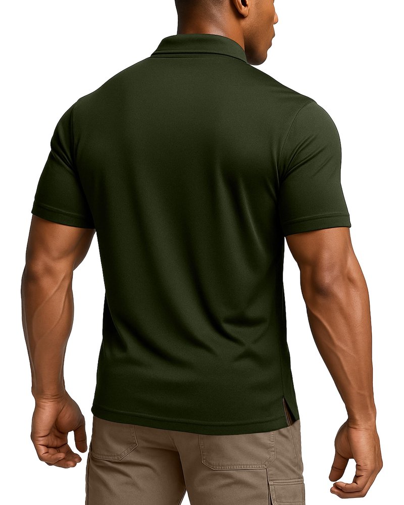 NY Threads Men's Polo Shirt Short Sleeves UPF 50+ Quick Dry Performance Tactical Pique Jersey Golf Shirt, X-Large, Army Green