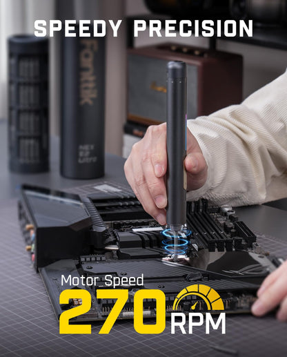 Fanttik E2 Ultra 3.7V Mini Electric Screwdriver, Electric Screwdriver Cordless, Max 0.6N.m, 50 Magnetic Bits, 5/32'' Hex, Magnetic Storage, Repair Tool for Electronics Phone Camera Laptop Appliances