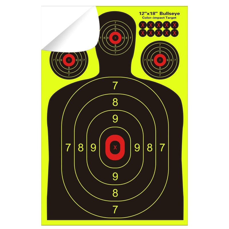 12x18 inch Silhouette Splatter Targets - Bright Fluorescent Yellow Easily seen on Impact When Hitting Target for BB Guns, airguns, Rifles, Indoor and Outdoor ranges (25 Pack)