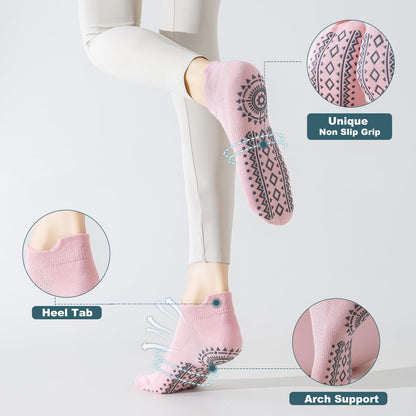 BISOUSOX Grip Socks Pilates Socks, Grippy Sock Woman Yoga Slipper Non Slip Ankle Sticky Sock Barre Ballet Hospital