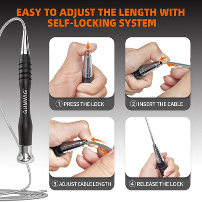 Gumwig Speed Jump Rope, Removable Weighted Double Under Jumping Rope for Men, Trainning Skipping Rope for Women, Easy to Adjust Length with a Self-Locking System, Crossfit Fitness for Adults Kids