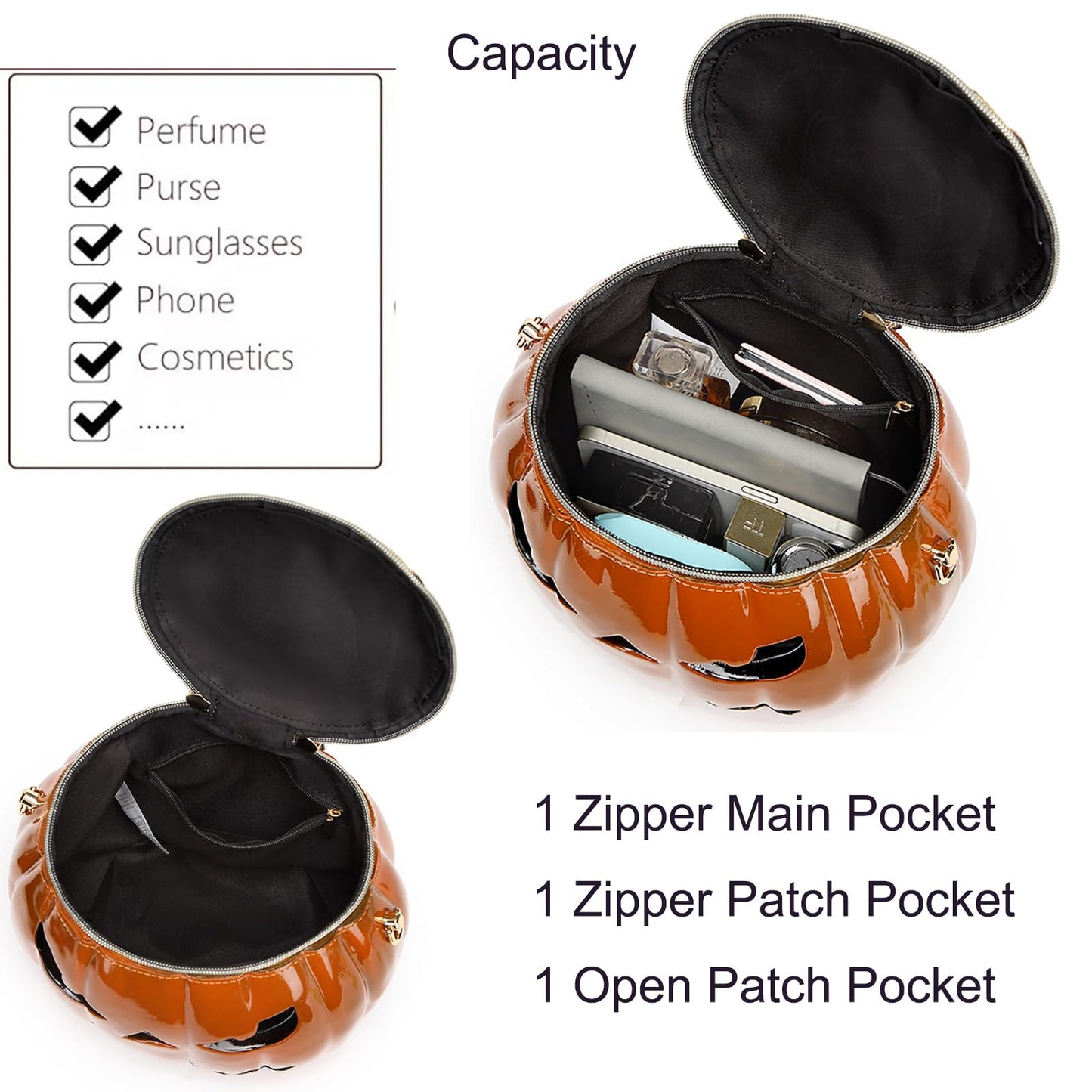 Lyuxhetaokdiq Women Unique Novelty Crossbody Shoulder Bag Handbag Men Weird Horror PVC Halloween Pumpkin Purse, Orange