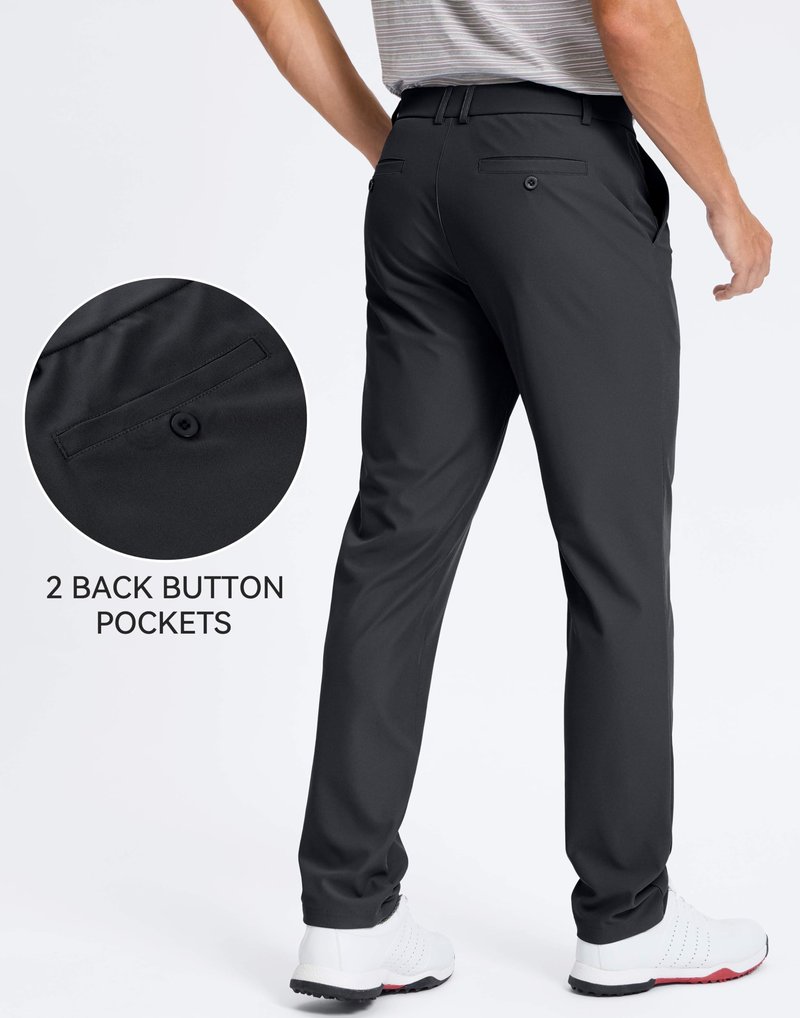 Pudolla Men's Golf Pants 30"/32"/34" Comfy Stretch Lightweight Quick Dry Work Dress Trousers with Pockets(Black L30xW32)