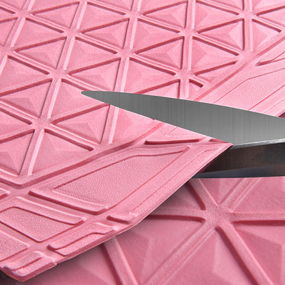 CAR PASS Bling Diamond Car Mats Rubber Floor Mats Full Set Anti-Slip 3D Rhombus Waterproof Trim to Fit Liner Universal Glitter Crystal Sparkly Shining Rhinestone Girl Women SUV Sedan Van, Pink Rubber