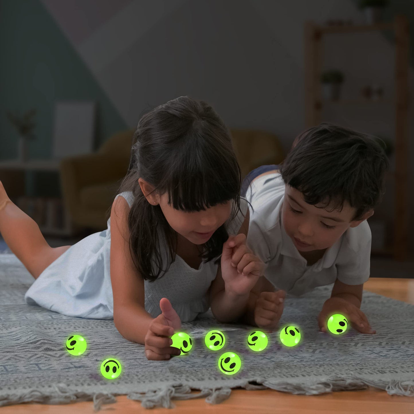 ArtCreativity Glow in The Dark Smile Face Bouncy Balls - Bulk Pack of 36, 1 Inch High Bounce Balls for Kids, Christmas Party Favors, Goodie Bag Stuffers for Boys and Girls