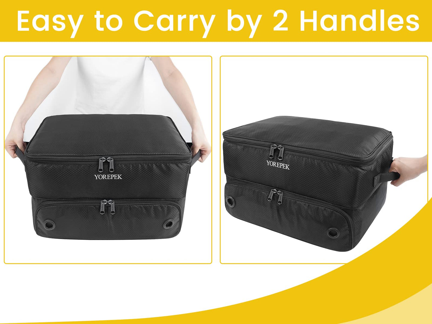 YOREPEK Large 2 Layer Golf Trunk Organizer for 2 Size 14 Pair Shoes, Water Resistant Car Trunk Locker with Separate Ventilated Compartment, Golfing Gear Storage for Men, Unique Golf Gifts, BLACK