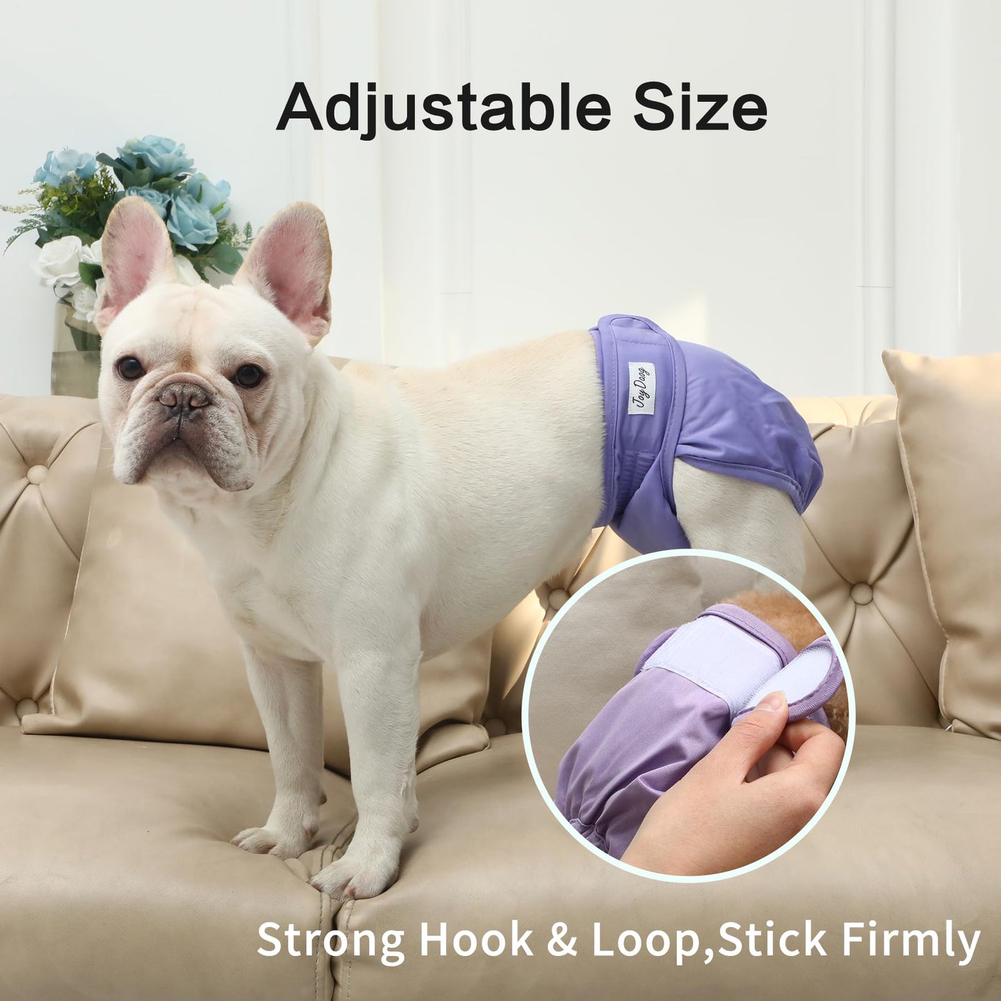 JoyDaog Female Dog Diapers for Medium Dogs,4 Pack Reusable Washable Premium Doggie Nappies for Heat,Incontinence,Period Dog Panties,M