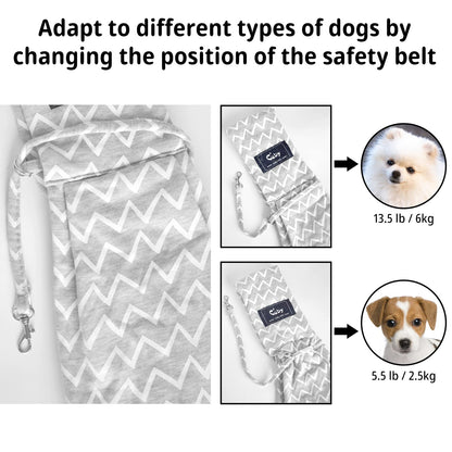 CUBY Puppy Dog Carrier, Pet Dog Sling Carrier for Small Medium Dogs Hands-free Sling Cat Carrier Comfortable Widen Shoulder Strap Double-sided Pouch Shoulder (Striped Grey, Cotton)