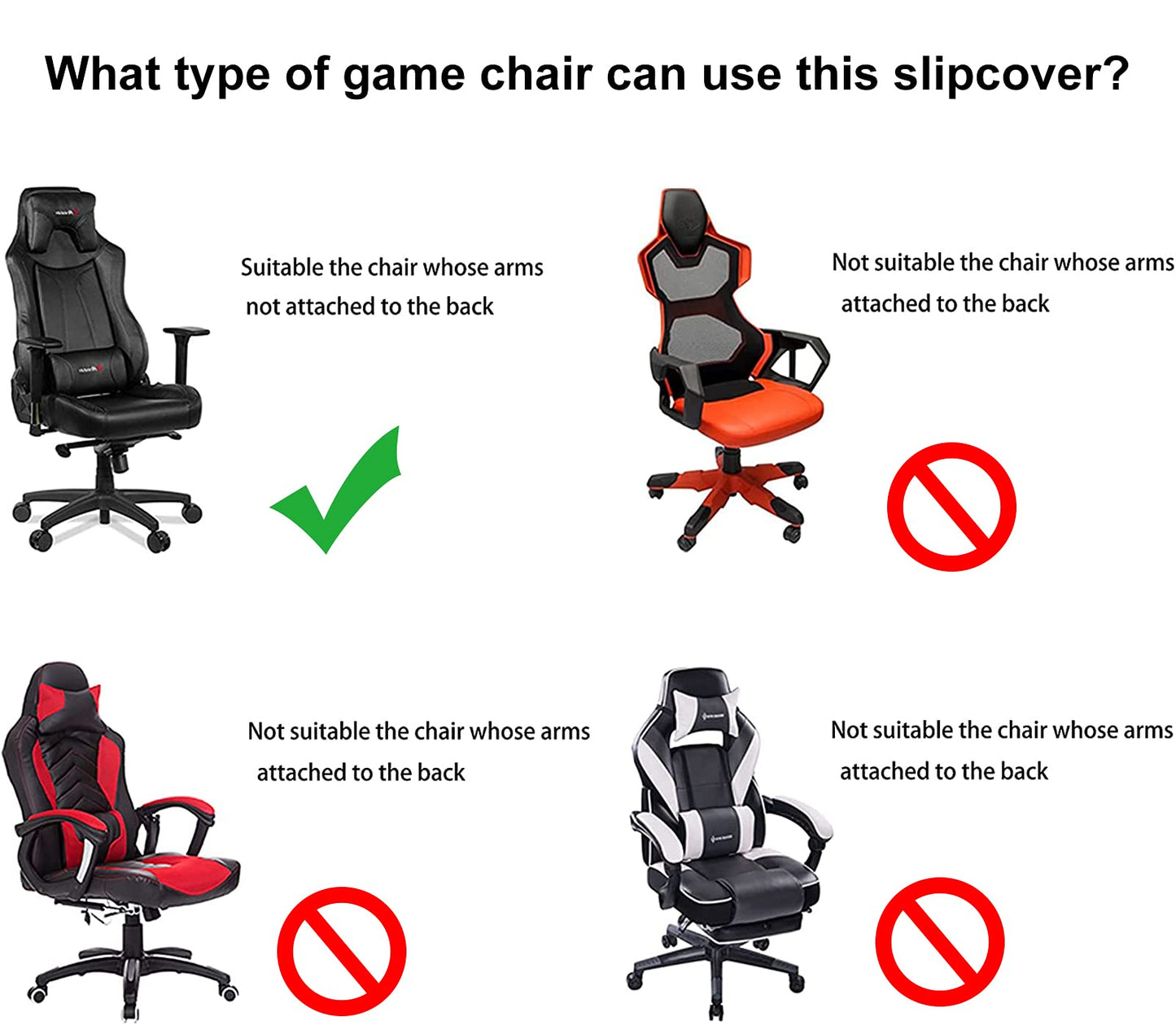 WOMACO Gaming Chair Slipcover Stretch Seat Chair Cover for Leather Computer Reclining Racing Ruffled Gamer Chair Protector (Black, One-Size)