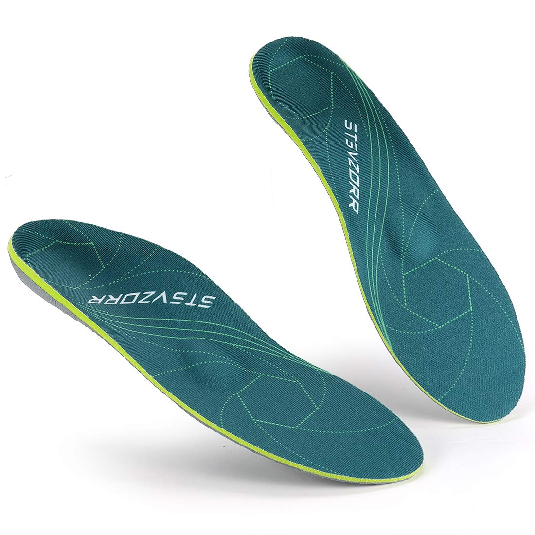 Plantar Fasciitis Arch Support Orthopedic Insoles Relieve Flat Feet Heel Pain Shock Absorption Comfortable Inserts(Size:UK-6,Length:9.87",Green)