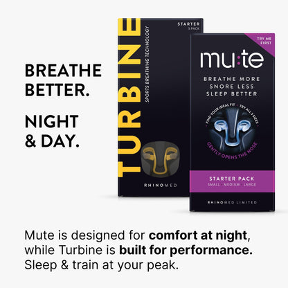 Rhinomed Mute Nasal Dilator Snoring Solution | Starter Pack | Snore Less & Sleep Better | Nasal Strip Alternative | Comfortable Breathing Aids for Better Sleep & Improved Airflow