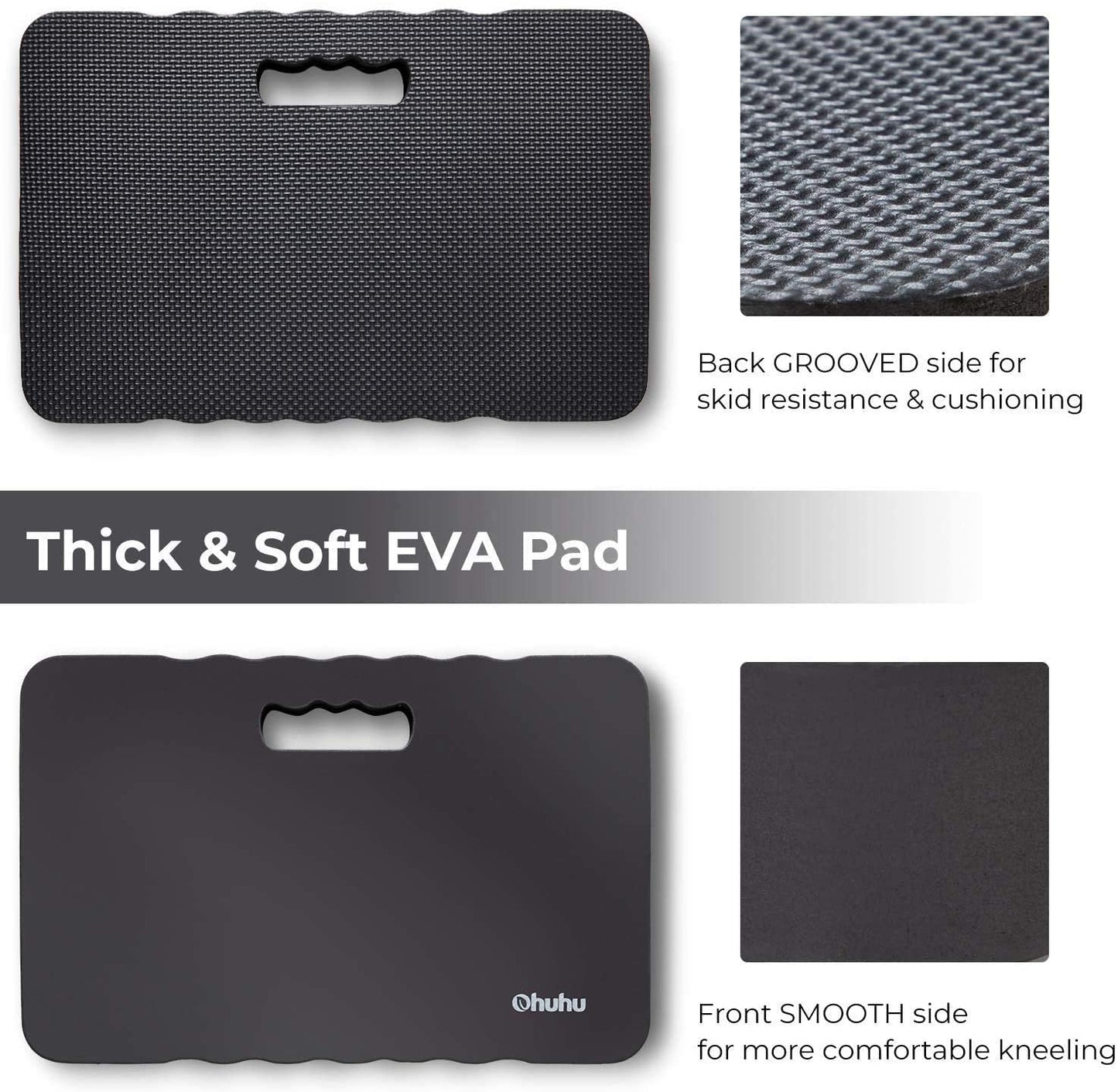 Premium Thick Kneeling Pad, Ohuhu 2-Pack Large Comfortable Gardening Knee Mat with 2 Different Surfaces, Extra Thick Knee Cushion Kneeler for Gardening Work Baby Praying, Gifts for Women Men Seniors