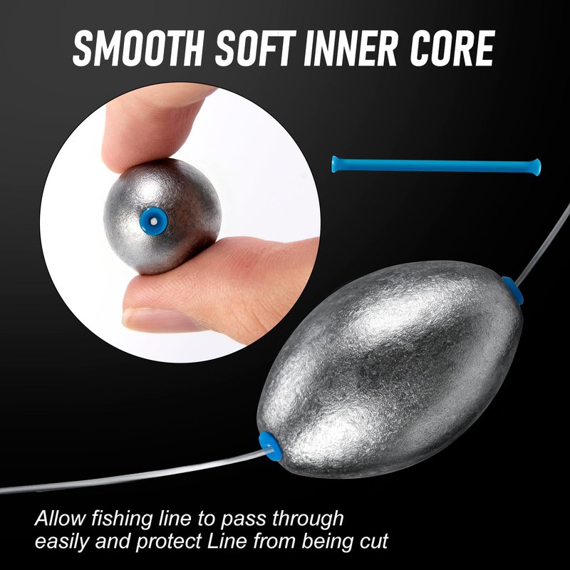Alwonder Egg Sinkers Fishing Weights, Oval Lead Fishing Weights Sinkers Bass Fishing Casting Egg Sinker Saltwater Freshwater Tackle 3/8oz