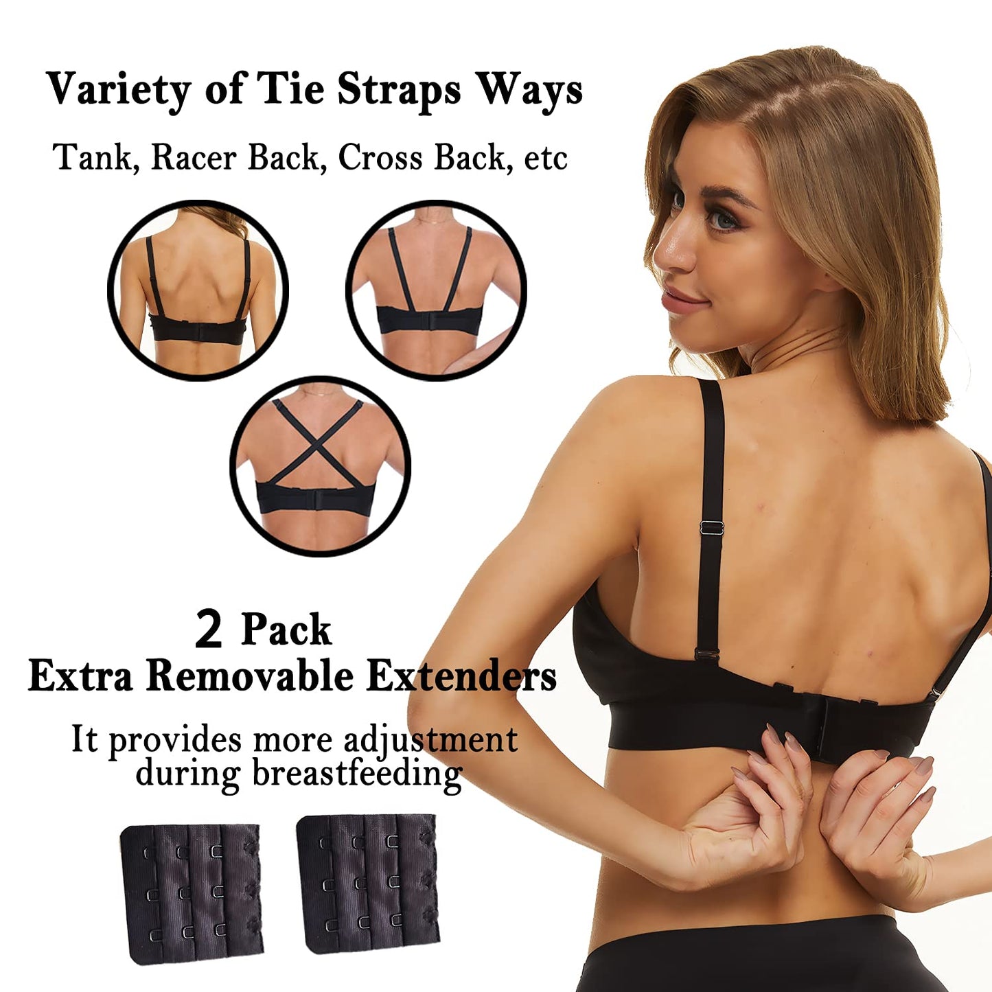 Pumping Bra Hands Free Breast Pumps Bra Nursing Bra Adjustable Wireless Comfortable Pumping and Nursing Bra Fits Breast Pumps, Small-XX-Large (Black, X-Large)