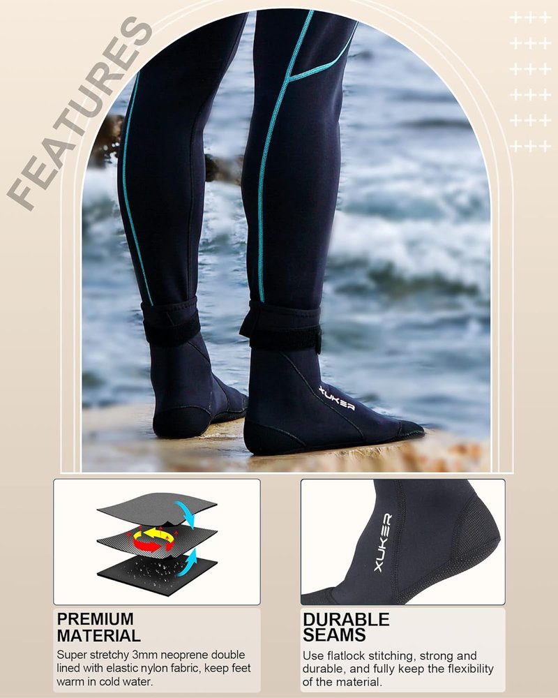 Neoprene Water Socks - 3mm Sand Proof Beach & Diving Socks for Outdoor Sports | Ideal Fit