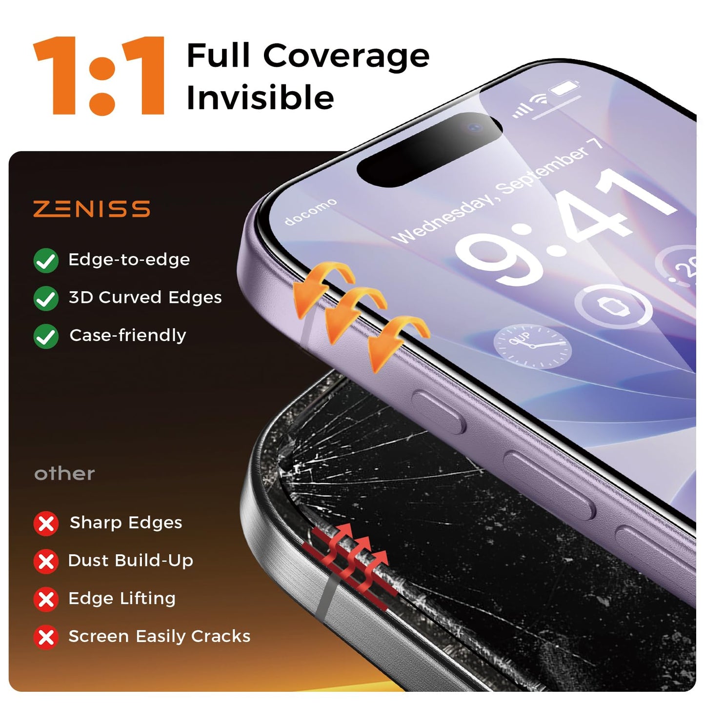 NeverBreak 9H+ Hardness for iPhone 17 Pro Max Screen Protector 12FT Military Grade Protection (Scratch, Shatter, Drop Resistance) Tempered Glass Full Edge Coverage 6.9", 2 Pack with De-Bubble Card