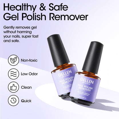 Gellen Gel Nail Polish Remover Kit, Gel Polish Remover for Nails with Liquid Latex Tape Cuticle Oil and Manicure Tools, Quick & Easy Gel Remover in 3-5 Minutes, No Soaking Or Wrapping