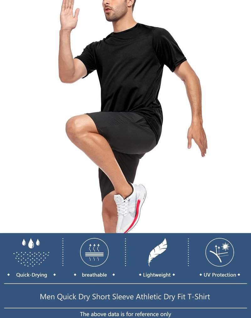 Kinglaman 1 Pack Workout Shirts for Men Dry Fit Gym Shirts Quick Dry Athletic Short Sleeve Sports T-Shirt Moisture Wicking 1 Black X-Large