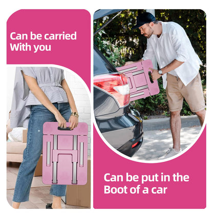 Folding Hand Truck, Foldable Cart for 500 lbs Heavy Luggage, Hand Truck Dolly, 6-Wheel Foldable Dolly with 2 Ropes, Ideal for Home, Office, and Travel Moving (Pink)