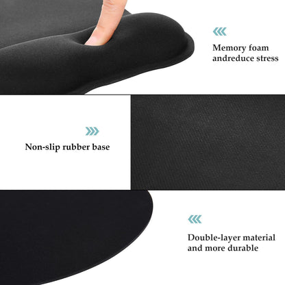 EooCoo Ergonomic Mouse Pad with Wrist Support, Mousepad with Memory Foam Wrist Rest and Non-Slip Base for Computer, Cafe, Home & Office, 9.64 x 8.26 in Office Desk Accessories