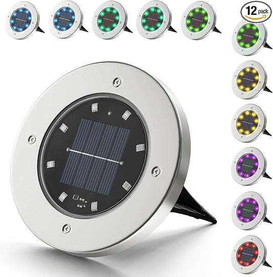 INCX Halloween Solar Lights Outdoor, Color Changing 12 Pack Solar Pathway Lights with Auto On/Off，Waterproof & Anti-Rust Landscape Lighting for Garden, Yard, Patio, Deck - Halloween Decorations