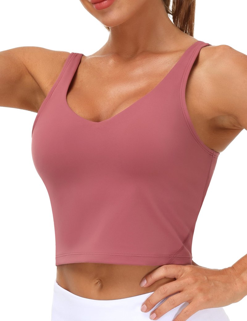 Women’s Longline Sports Bra Wirefree Padded Medium Support Yoga Bras Gym Running Workout Tank Tops (Rose red, X-Large, x_l)