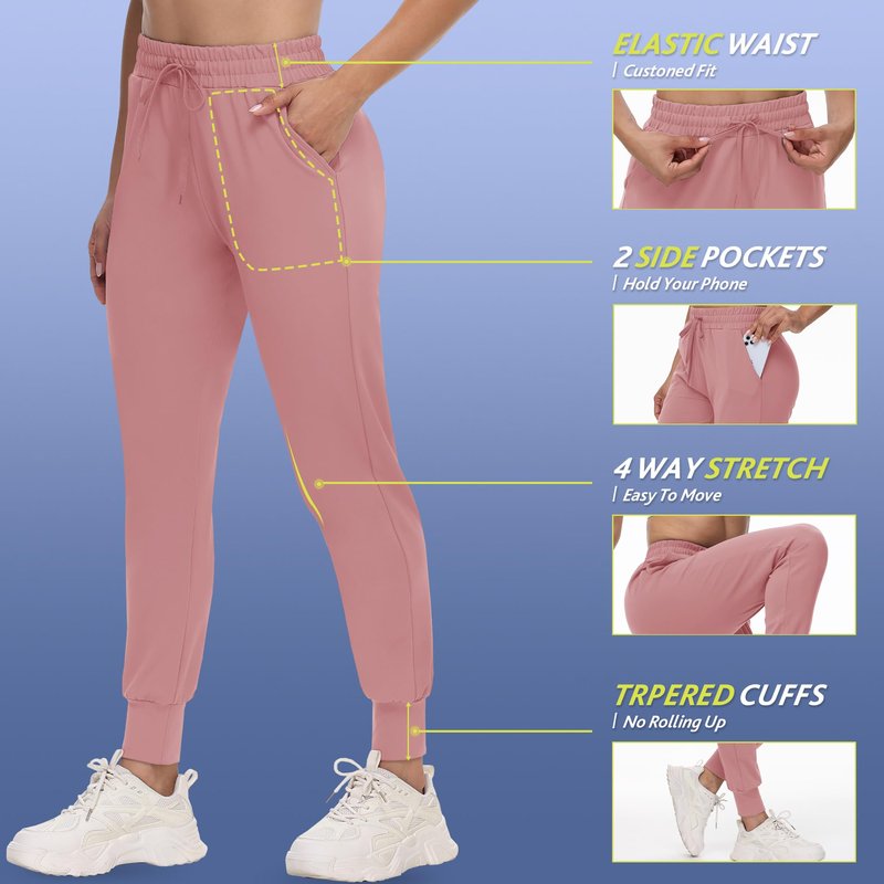 CAMPSNAIL 4 Pack Joggers for Women - Sweatpants with Pockets Lightweight Comfy Yoga Pants for Workout Travel Lounge