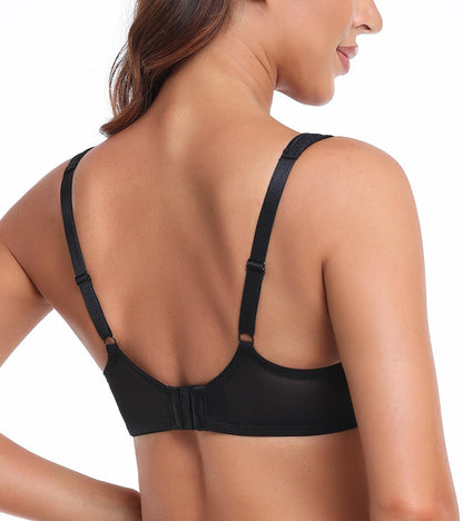 HACI Women's Sexy Balconette Bra Demi Half Cup Scoop Neck Push Up Lightly Padded Shelf Underwire Low Cut(Black,36DD)