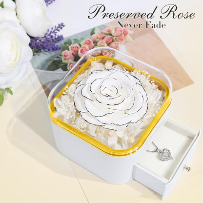 Beferr Valentines Day Gifts for Her Preserved Real Rose with Necklace Eternal Roses Forever Flowers for Delivery Prime Mothers Anniversary Birthday Gifts for Women Mom Grandma Wife Daughter Girlfriend