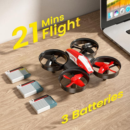Holy Stone HS210 Kids Mini Drone for Beginners Adults, Indoor Outdoor RC Toy Quadcopter Plane for Boys Girls with Auto Hover, 3D Flip, 3 Batteries & Headless Mode, Great Toddler Gift, Red
