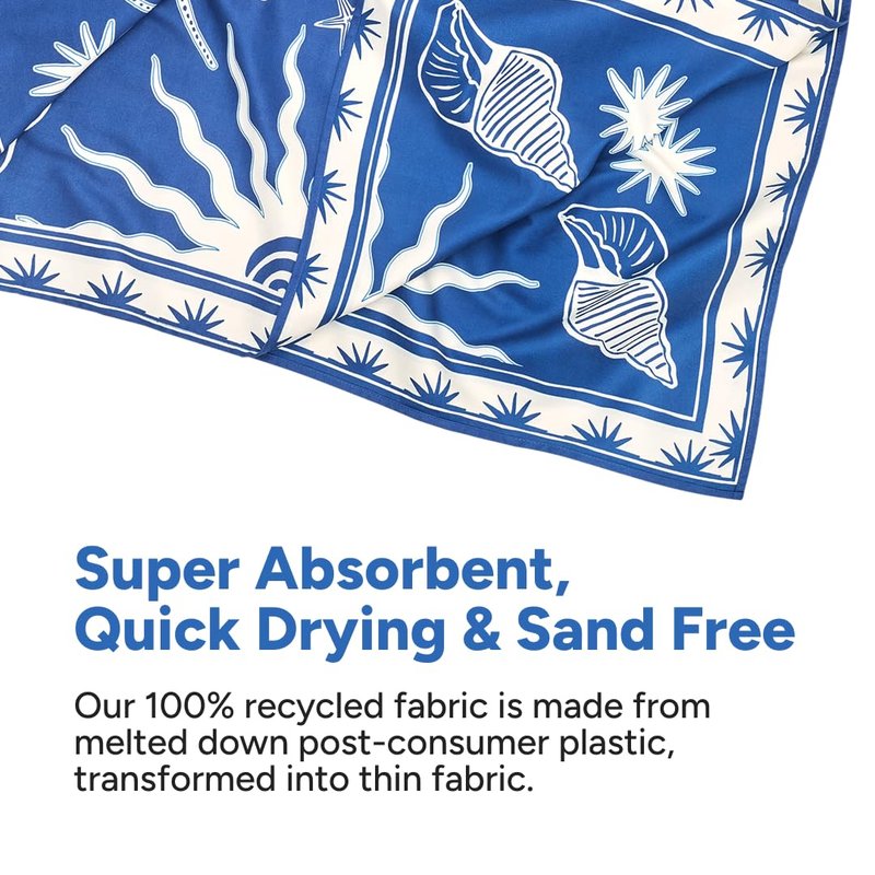 Dock & Bay Beach Towel - Quick Dry, Sand Free - Compact, Lightweight - 100% Recycled - Includes Bag - Ocean Treasure - Large (160x90cm, 63x35)