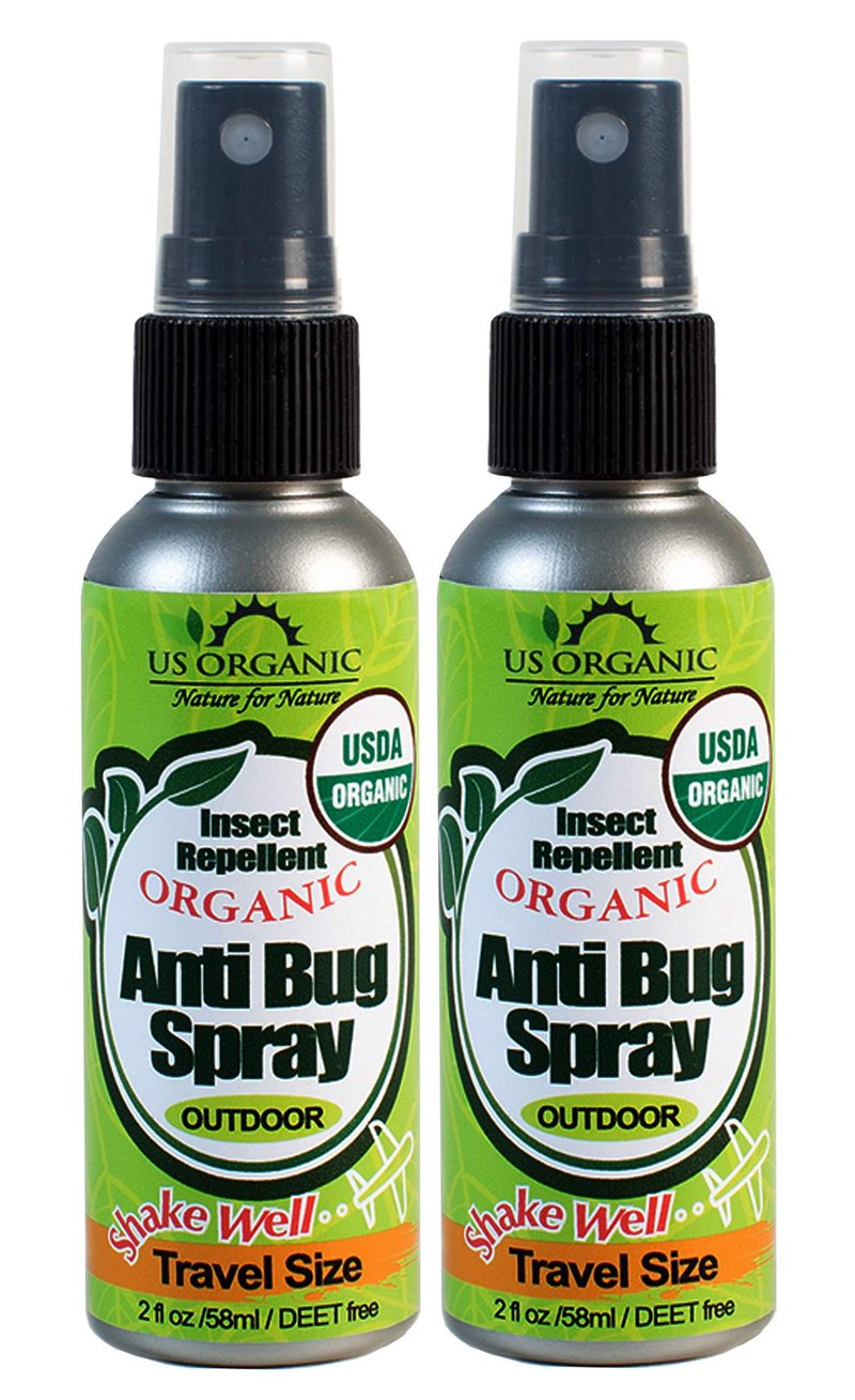 US Organic Mosquito Repellent Anti Bug Outdoor Pump Sprays, USDA Certification, Cruelty Free, Proven Results by Lab Testing, Deet-Free (2 oz - Value 2 Pack)