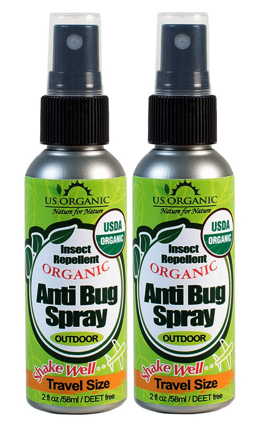 US Organic Mosquito Repellent Anti Bug Outdoor Pump Sprays, USDA Certification, Cruelty Free, Proven Results by Lab Testing, Deet-Free (2 oz - Value 2 Pack)