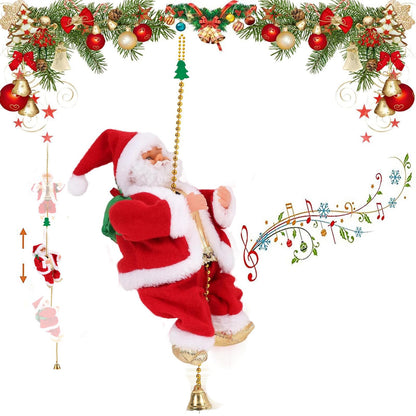 Santa Claus Musical Climbing Rope, Electric Christmas Climbing Santa Rope Decoration Climbing Santa Claus Doll Toy with Christmas Music, Climbing Santa Rope for Home Party Wall Tree Holiday Decoration