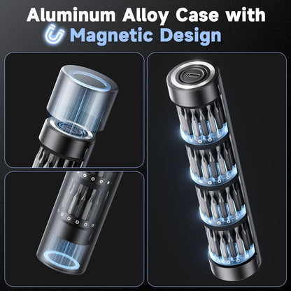 Faireach 65-IN-1 Mini Electric Screwdriver Cordless, 500mAh Precision Screwdriver Magnetic Bits Set with Case, 3 Torques Settings, LED lights, Portable Repair Tool Kit for Electronics Phone Watch