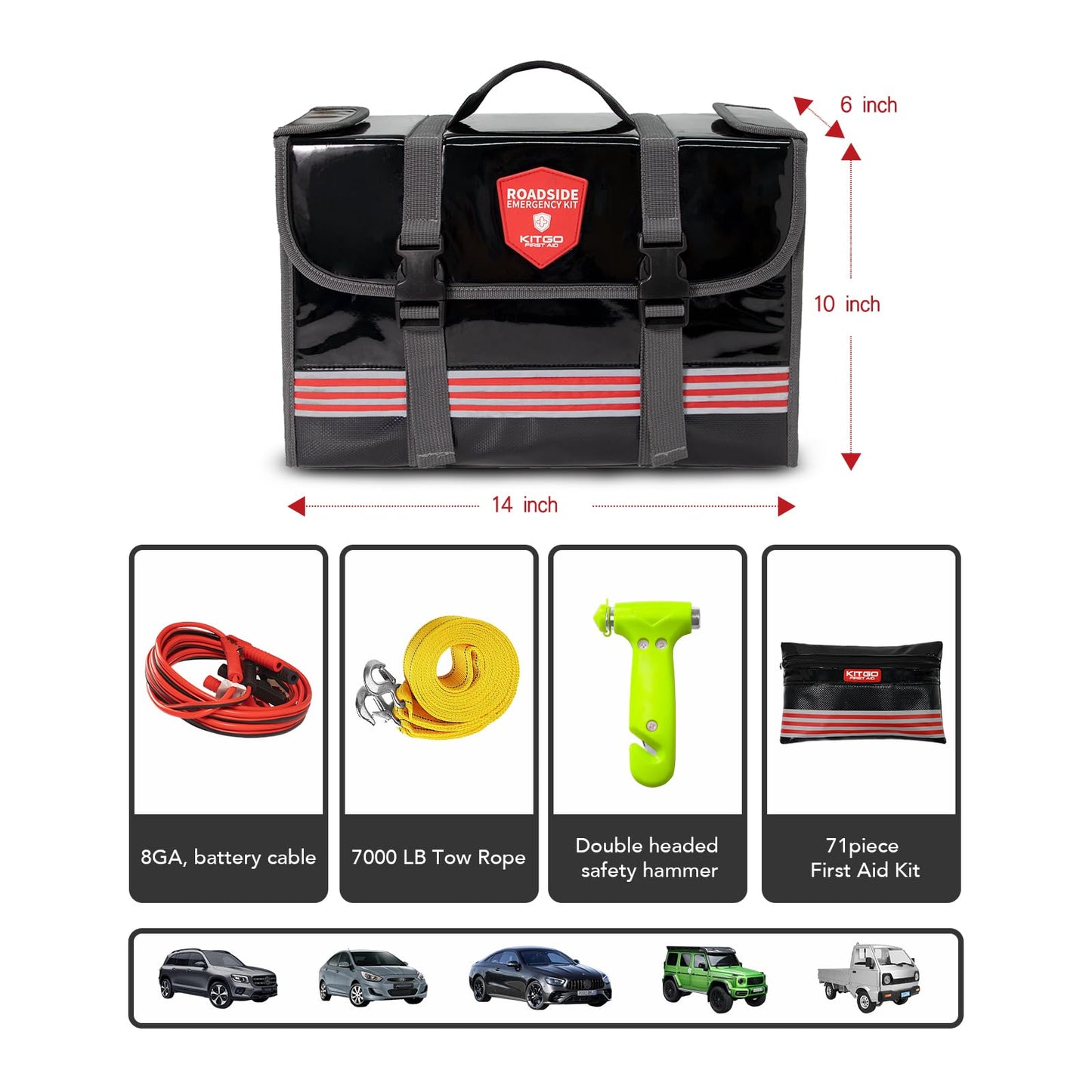 Car Emergency Kit (126 Piece)，Gift for Father Women Friend, Premium Roadside Assistance Essentials with Jumper Cables Tow Rope- Ideal Auto Road Safety Kit for Truck, RV