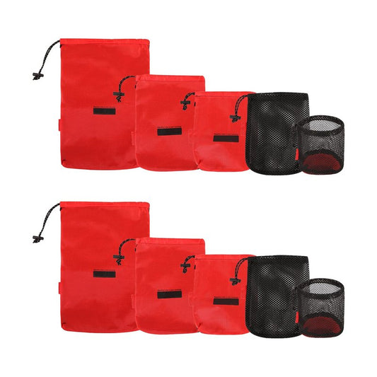 REDCAMP 5PCS Small Ditty Bags Set for Backpacking, Ultralight Nylon Drawstring Stuff Sack Assortment Storage Pouch Bags for Outdoor Camping Indoor Home, Black Green Grey Orange