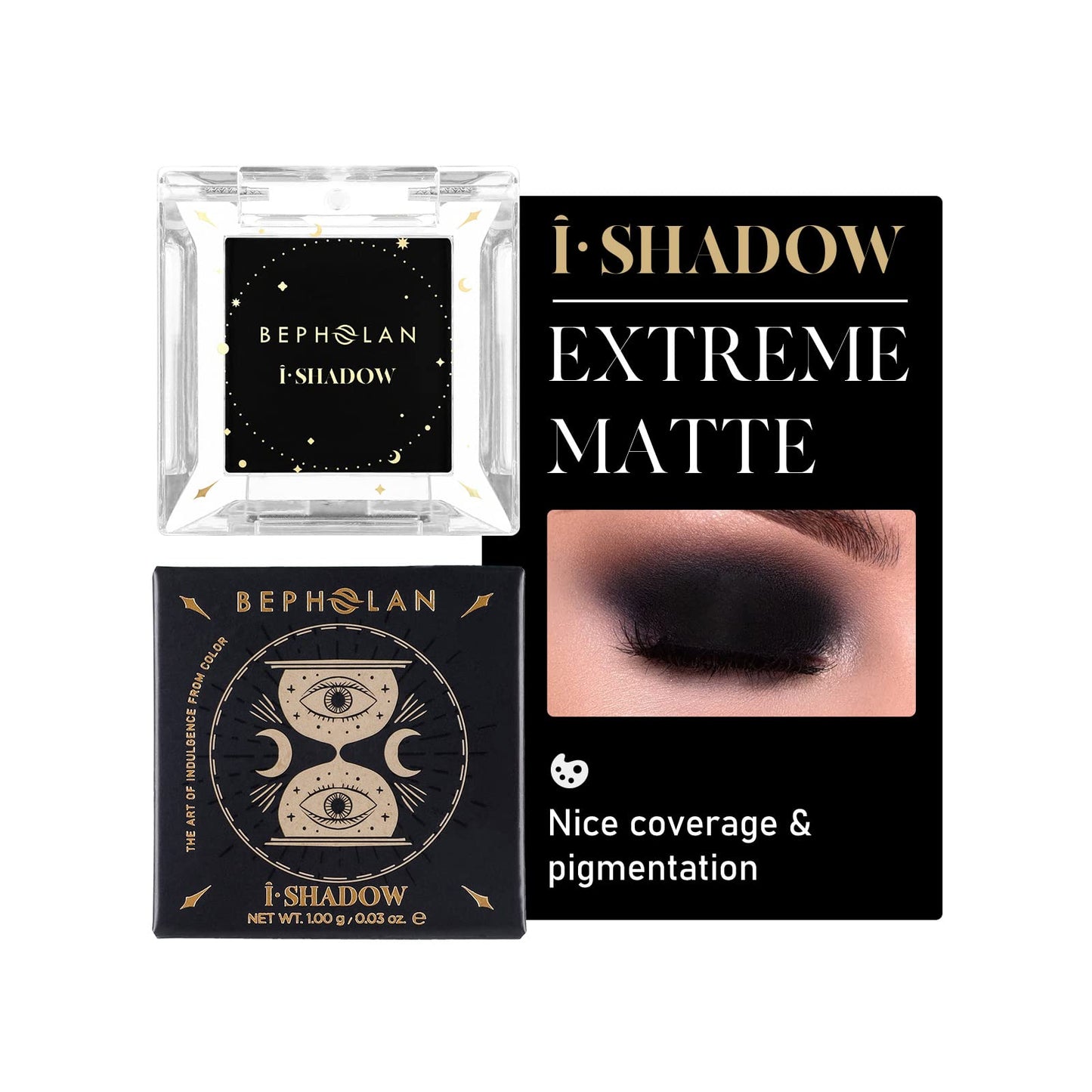 BEPHOLAN Single Matte Black Eyeshadow Palette,Cake Eyeliner Powder Goth Makeup Eyeshadow, Black Gothic Vampire Blood Makeup,Black Rose