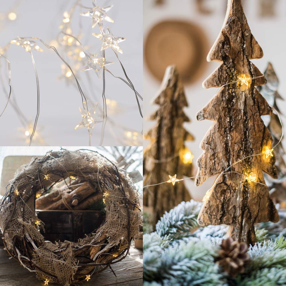 Christmas Fairy Lights 10FT 40LED Star Lights for Bedroom Indoor Battery Operated with Remote Twinkle Twinkle Little Star for Birthday Party Wedding Christmas Home Decoration