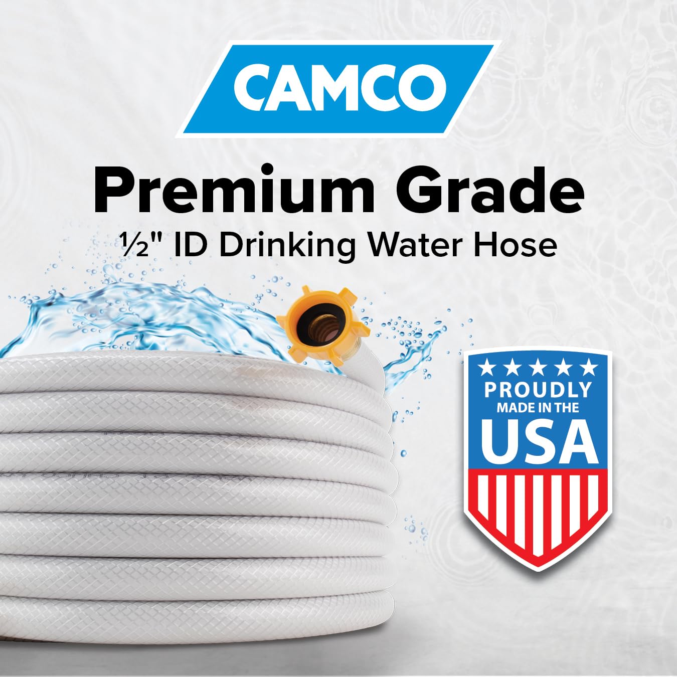 Camco TastePURE 25-Ft - RV Drinking Water Hose - Contains No Lead, No BPA & No Phthalate - Features Reinforced Design & Crafted of PVC - 1/2” Inside Diameter, Made in the USA (22733)