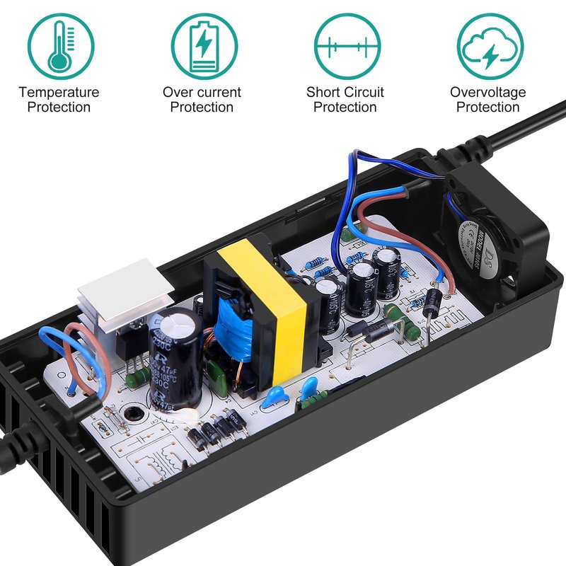 0.31inch 42V 2A Power Adapter with 3-Prong Inline Connector for Dirt Quad, Pocket Mod, Sports Mod 36V Lithium Battery Power Supply - Compact/Portable Charger