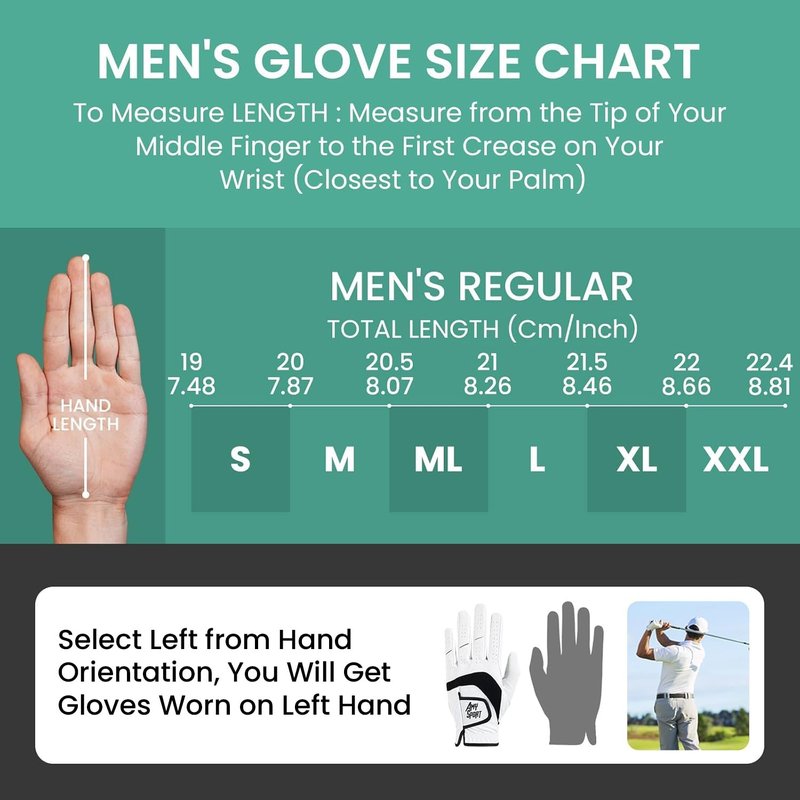 Amy Sport Golf Gloves Men Right Handed Golfer Left Hand 3 Pack PU Leather All Weather Grip Soft Breathable Flexible for Mens