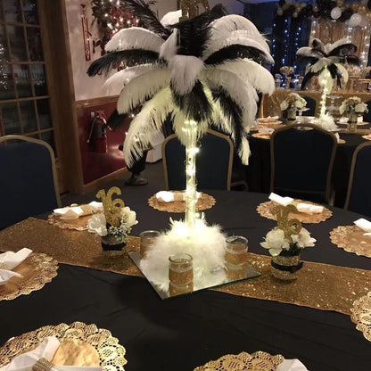 Charoama Glitter Gold Table Runners-12 by 108 Inch Luxury Linens -Gold Event Outdoor Party Supplies Fabric Decorations Gift Package for Holiday Wedding Birthday Baby Shower Dining Room Table Decor