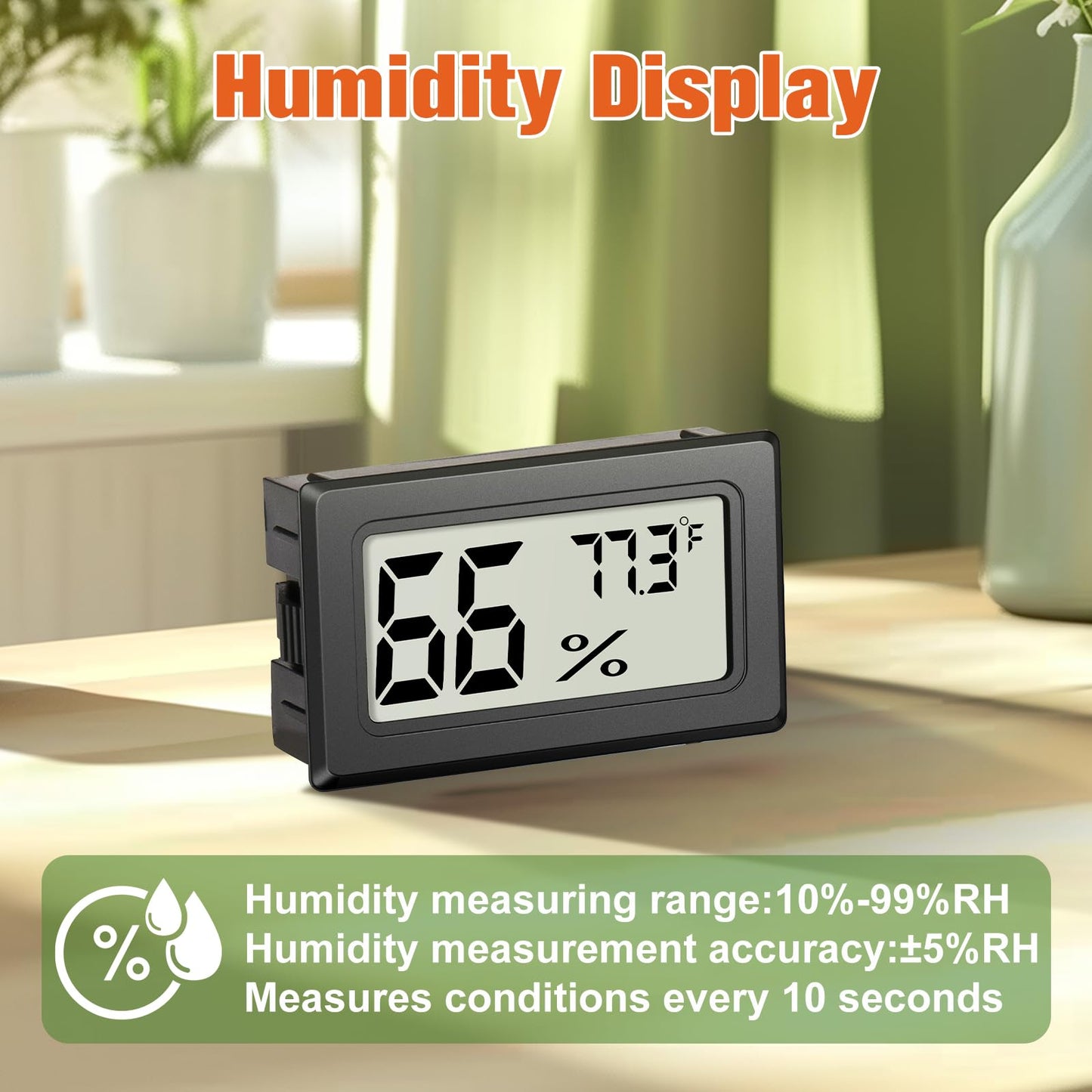 6 Pack Mini Hygrometer Indoor Humidity Meter, Small Digital Thermometer Humidity Gauge Meter, Indoor Thermometer Hygrometer Monitor Fahrenheit (℉) for Humidor, Thermostat Reptile Tank, Mason Jars