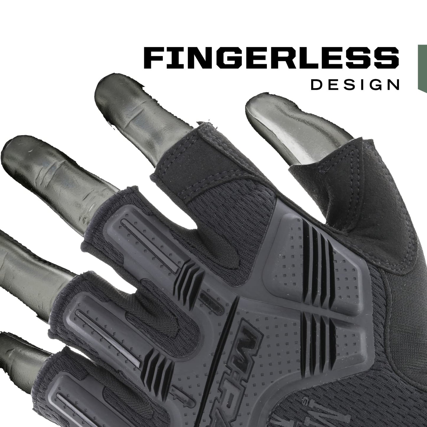 Mechanix Wear M-Pact Fingerless Tactical Impact Resistant Gloves - Impact Protection & Vibration Absorption - Heavy Duty - Machine Washable - Large - Covert Black