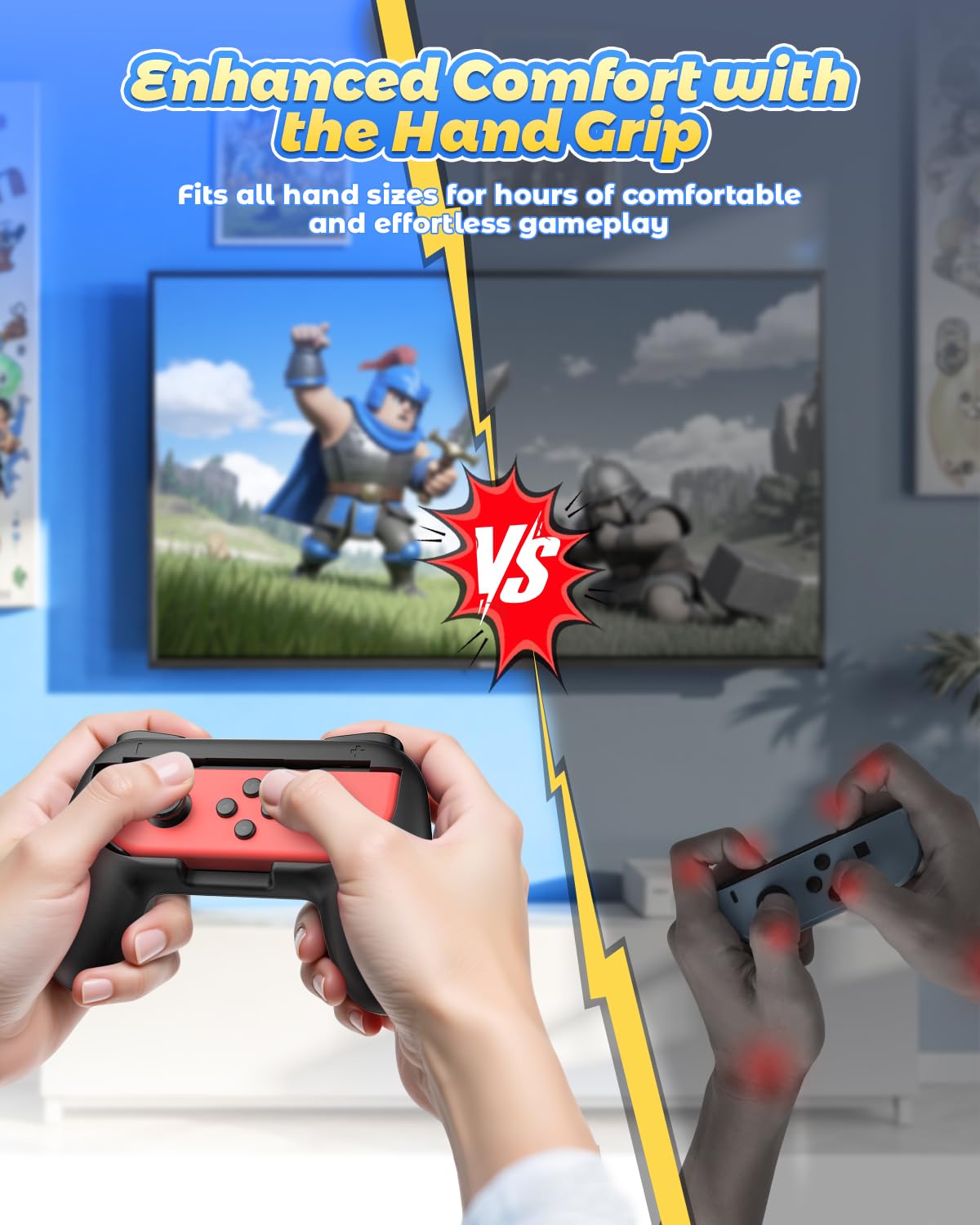 FYOUNG Hand Grips for Switch and Switch OLED Model Controllers, Grip for Switch for Joy Con - Black(2 Packs)