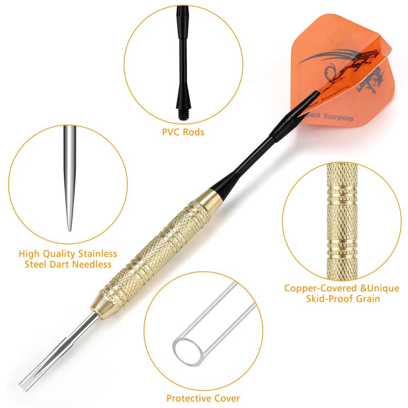 Accmor 18 Pack Steel Tip Darts, 20 Grams Metal Tip Dart Set, Darts Metal Tip Set, Metal Darts for Dartboard