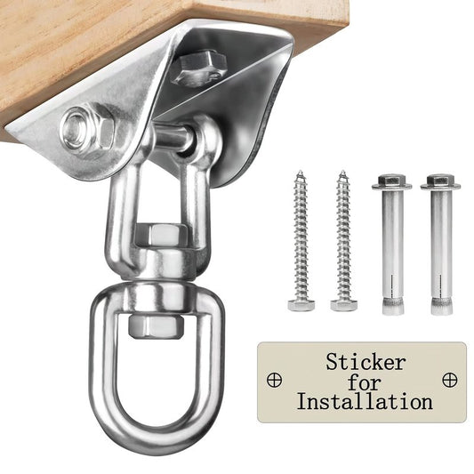 Aisto Heavy Duty Swing Hangers for Wooden Sets 2000 LB Capacity Hammock Hanger 360 Swivel Stainless Steel Swing Hardware Accessories 2 Packs for Porch Playground Yoga Heavy Bag